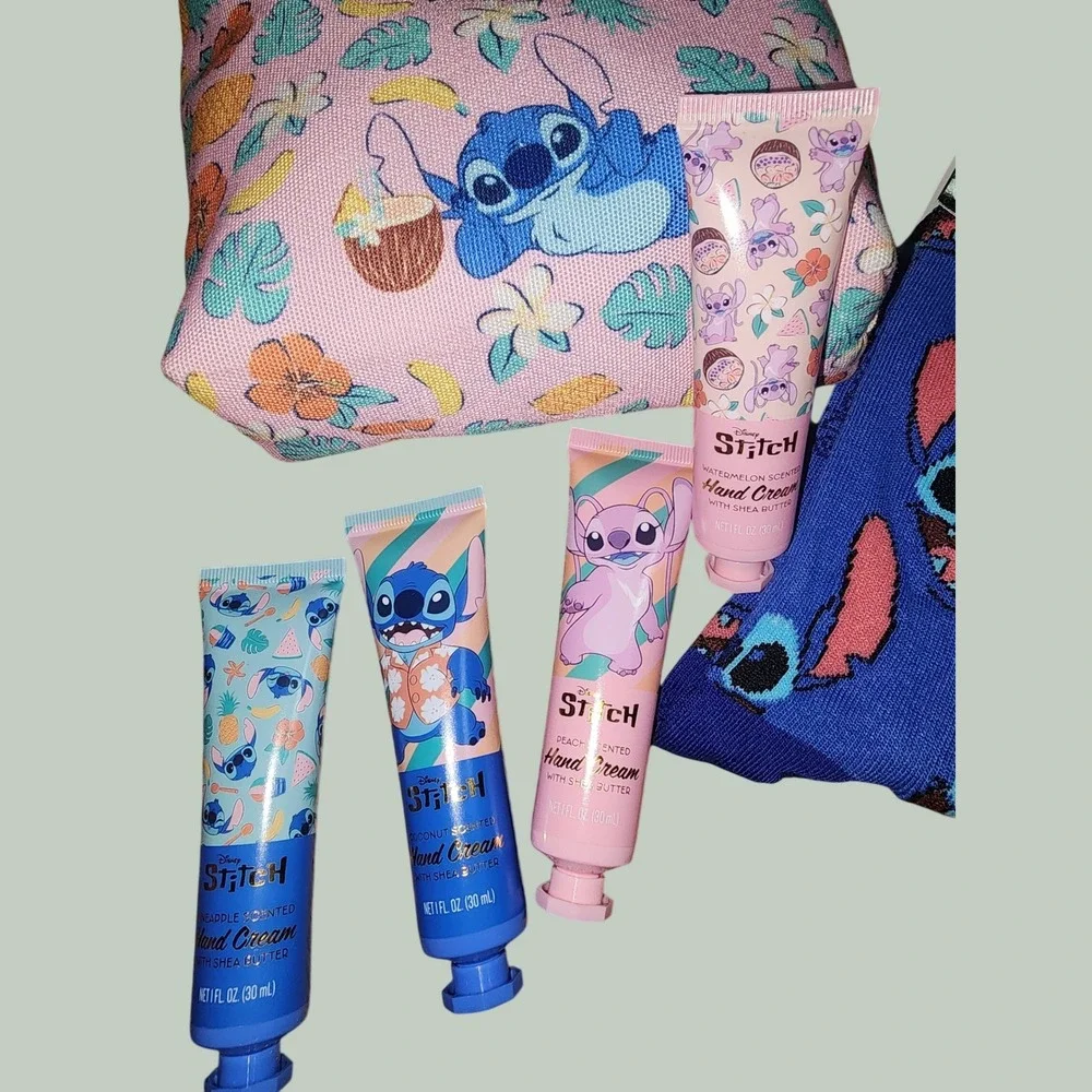 Disney Stitch Hand Cream Gift Set with Mini Tote Bag and Crew Socks Size 9-13